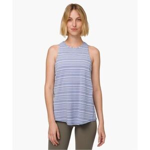 Lululemon All Tied Up Tank Top Cut Back Stripe Tempest Blue White Size 6 Women’s